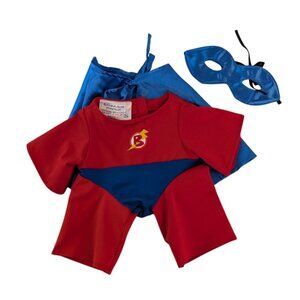 Build-A-Bear Clothes Super Hero Costume Outfit w/Cape & Mask Red Blue